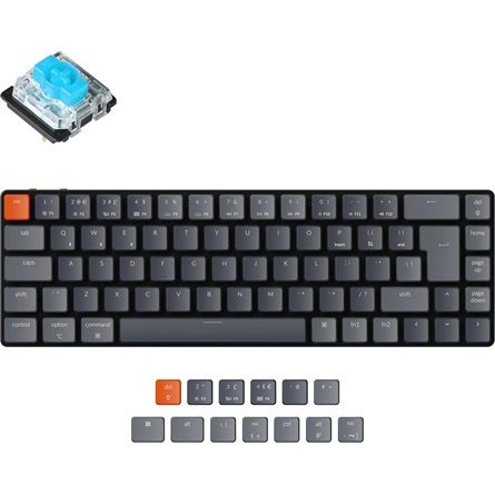 Keychron K7 Ultra-slim Wireless Mechanical Gateron RGB Backlight Blue Switch Keyboard Black UK