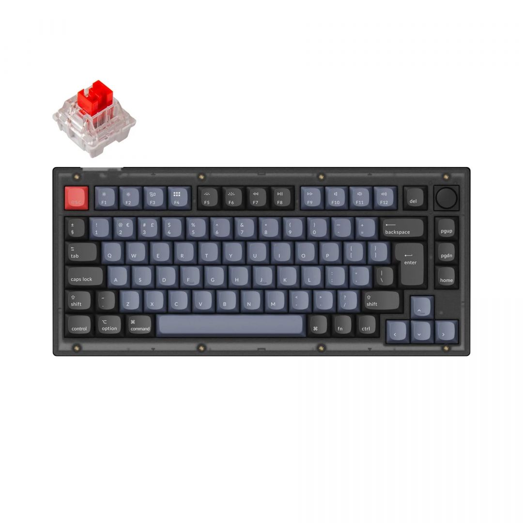 Keychron V1 RGB Fully Assembled Knob K Pro Red Mechanical Hot Swap Keyboard Frosted Black UK