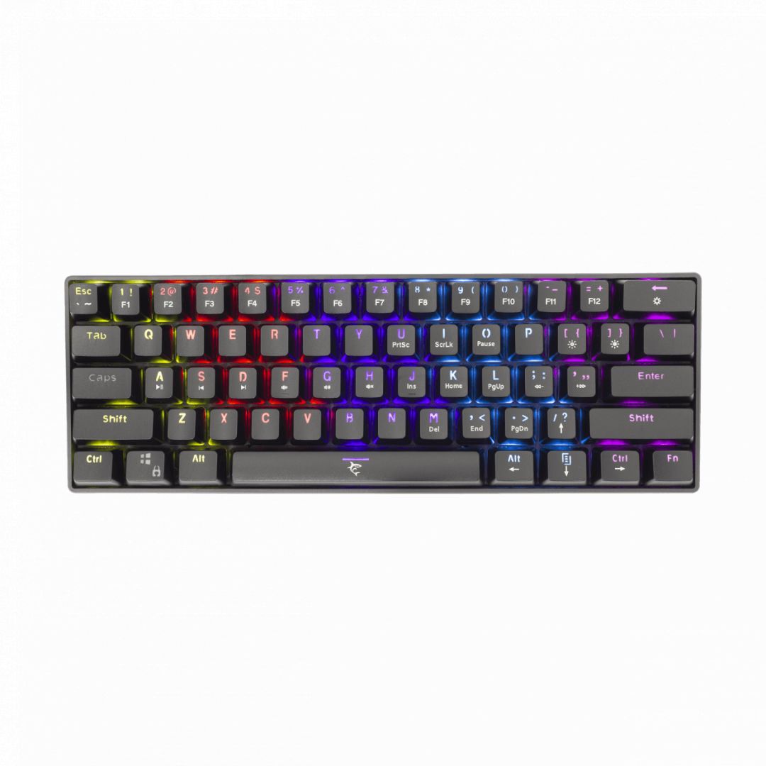 White Shark GK-2022B Shinobi Blue Switches Mechanical 60% Gaming Keyboard Black US