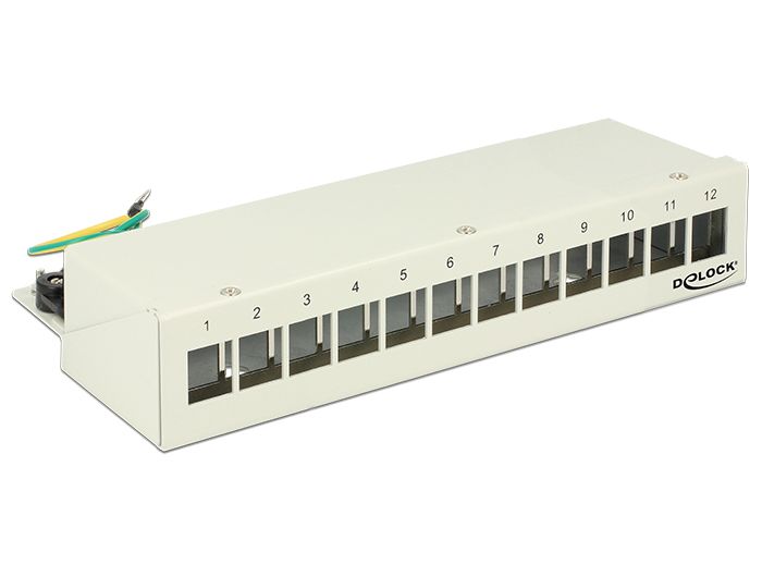 DeLock Keystone Desktop Patch Panel 12 Port Grey