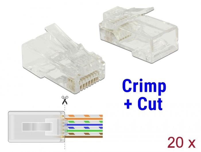 DeLock RJ45 Crimp+Cut Plug Cat.5e UTP 20 pieces