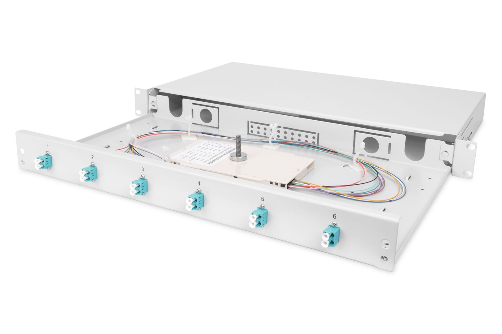 Digitus FO splice box, 1U, equipped, 6x LC DX, OM3