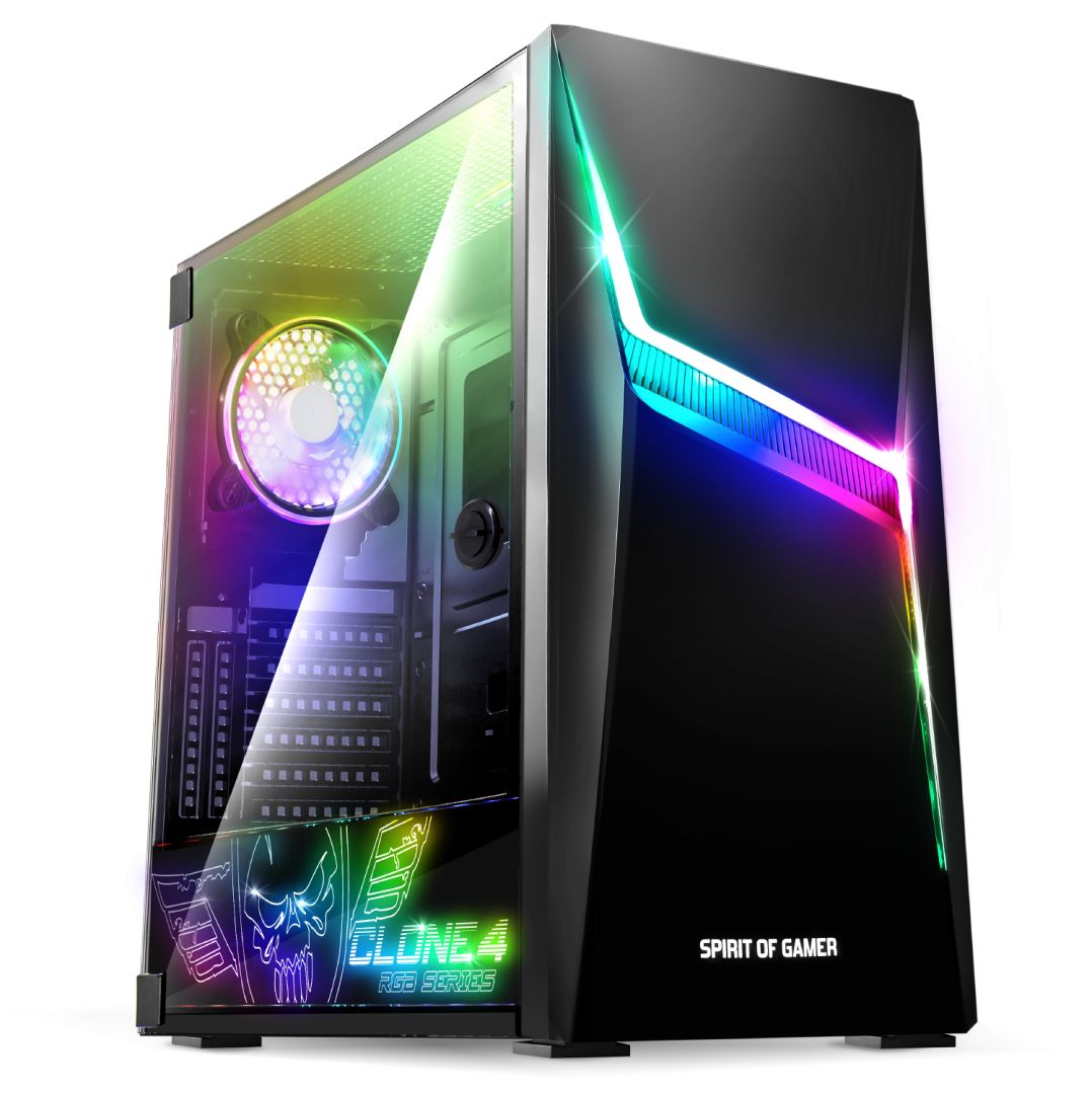 Spirit Of Gamer Clone 4 RGB Tempered Glass Black