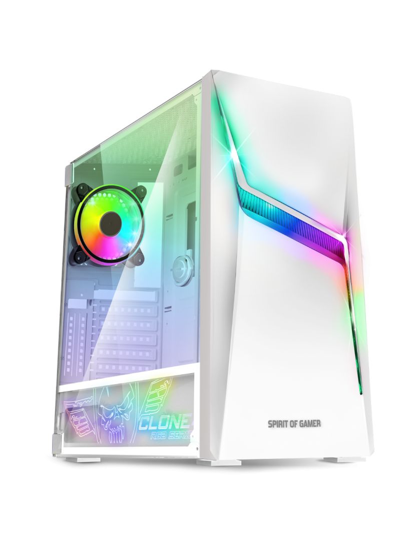 Spirit Of Gamer Clone 4 RGB Tempered Glass White