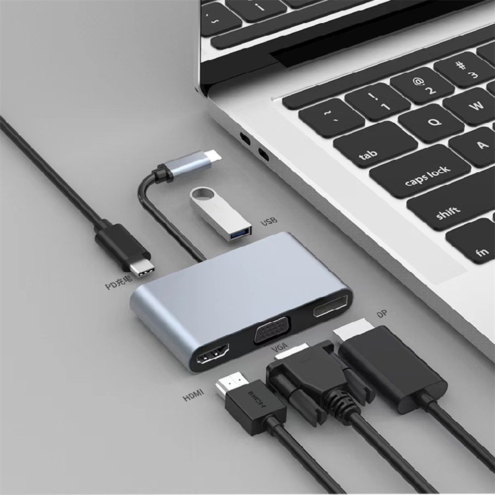 BlackBird 5in1 Dokkoló USB-C - USB, PD, HDMI, VGA, DP