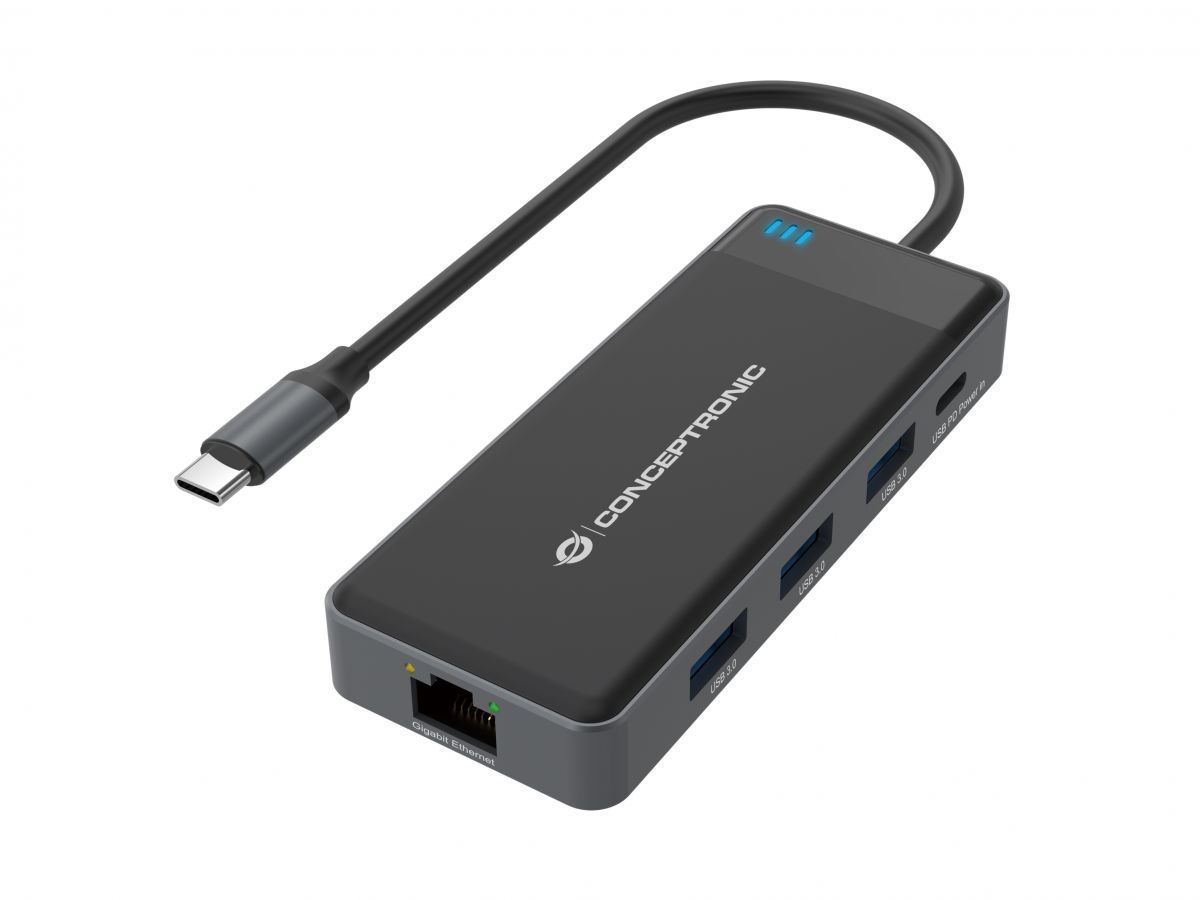 Conceptronic  DONN14G 7-in-1 USB 3.2 Gen 1 Docking Station Grey