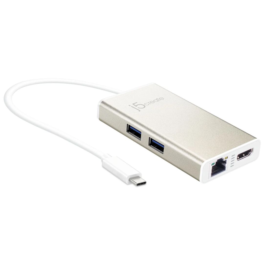 j5create JCA374 USB-C Multi-Adapter - HDMI/Ethernet/USB3.1 HUB/PD 3.0 Silver