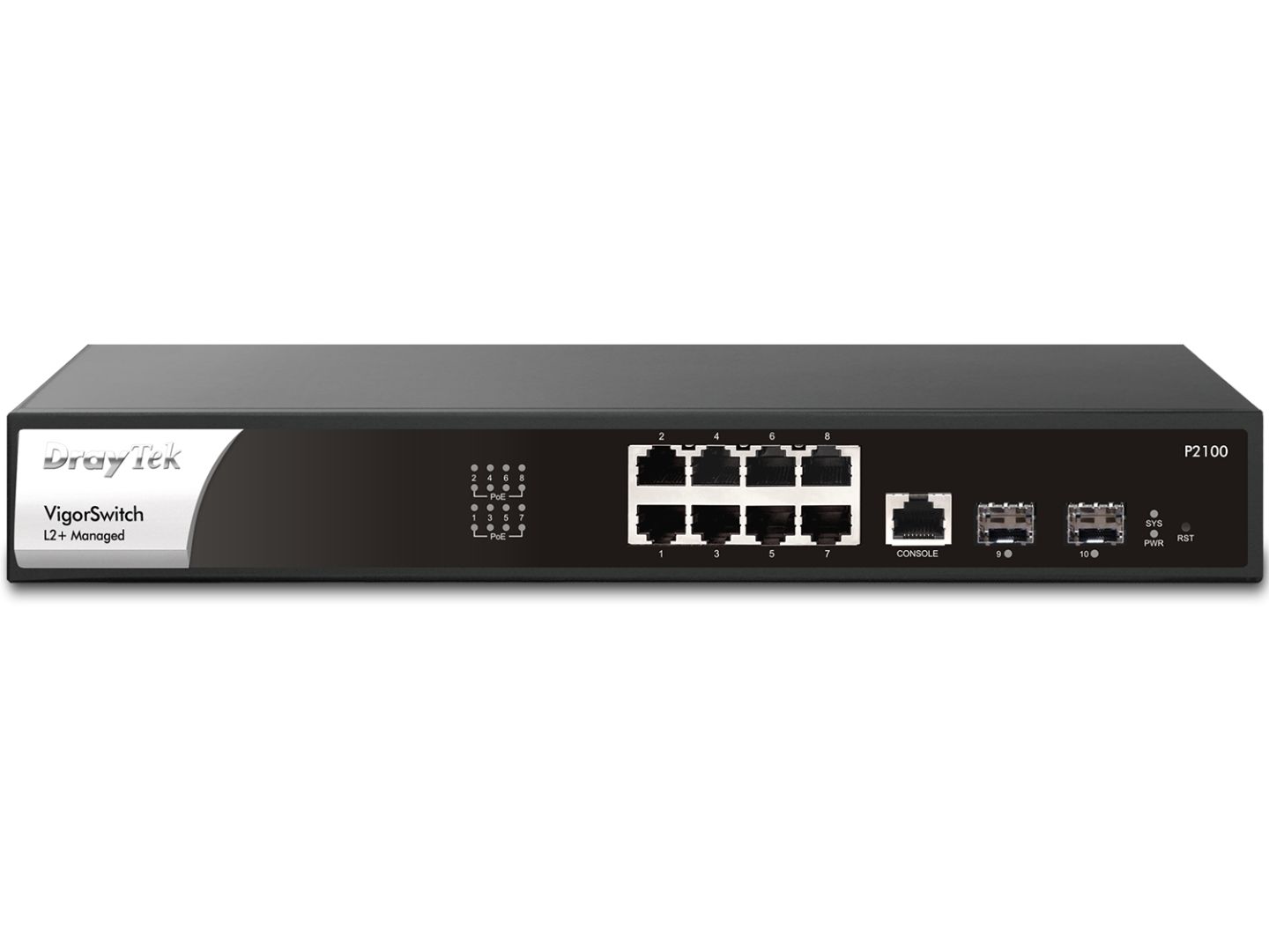 DrayTek VigorSwitch P2100 10-Port Layer 2+ Managed PoE Switch