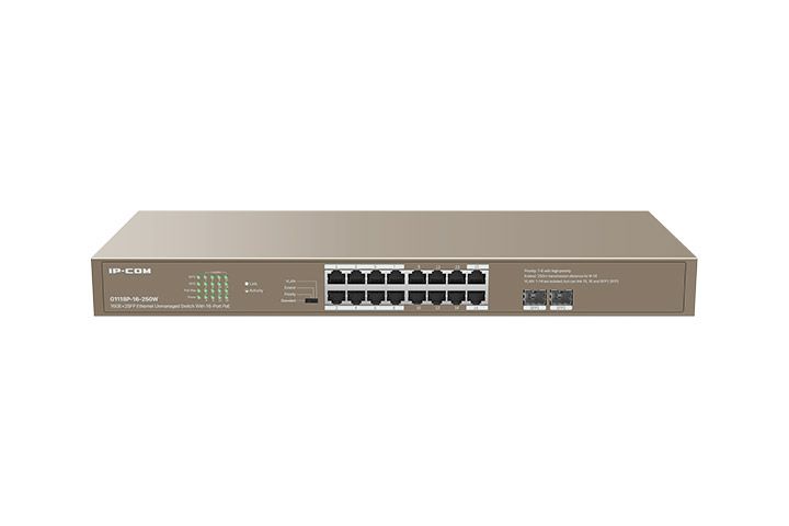 IP-COM G1118P-16-250W 16GE+2SFP Ethernet Unmanaged Switch With 16-Port PoE