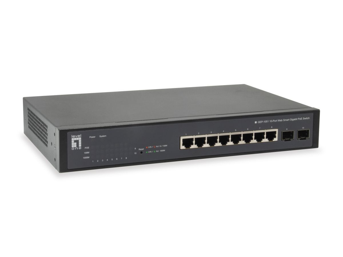 LevelOne GEP-1051 10-Port Web Smart Gigabit PoE Switch