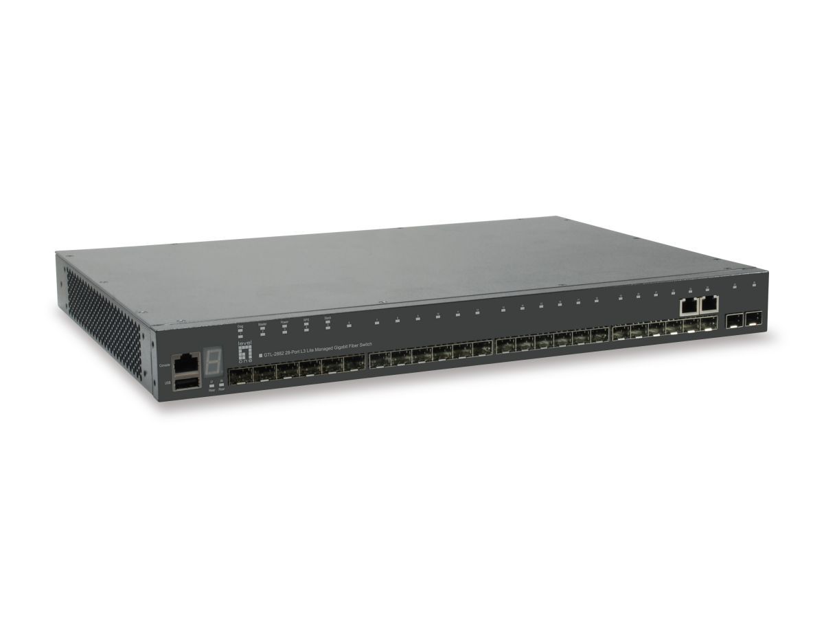 LevelOne GTL-2882 KILBY 28-Port Stackable L3 Lite Managed Gigabit Fiber Optic Switch