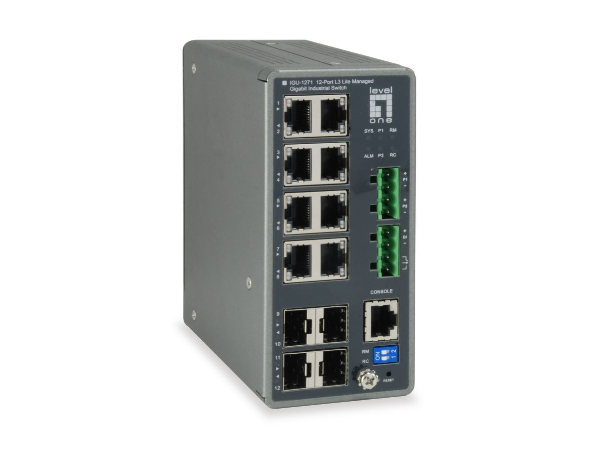 LevelOne IGU-1271 TURING 12-Port L3 Lite Managed Gigabit Industrial Switch