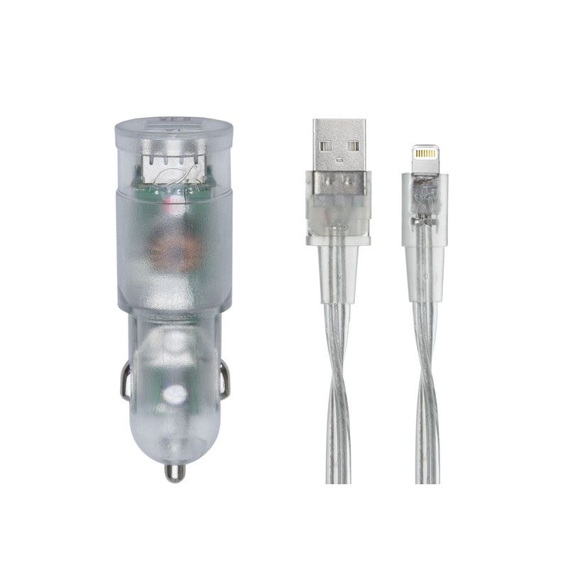 RivaCase RivaPower VA4225 TD2 car charger (2xUSB/3,4A) with MFi Lightning cable Transparent