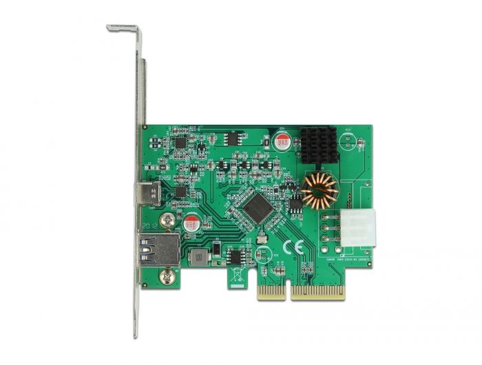 DeLock PCI Express x4 Card to 1 x external USB Type-C female with PD function + 1 x external USB Type-A female SuperSpeed USB 10 Gbps (USB 3.2 Gen 2)