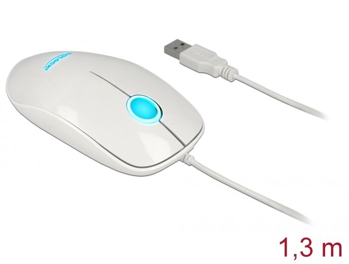 DeLock Optical 3-button LED Mouse White