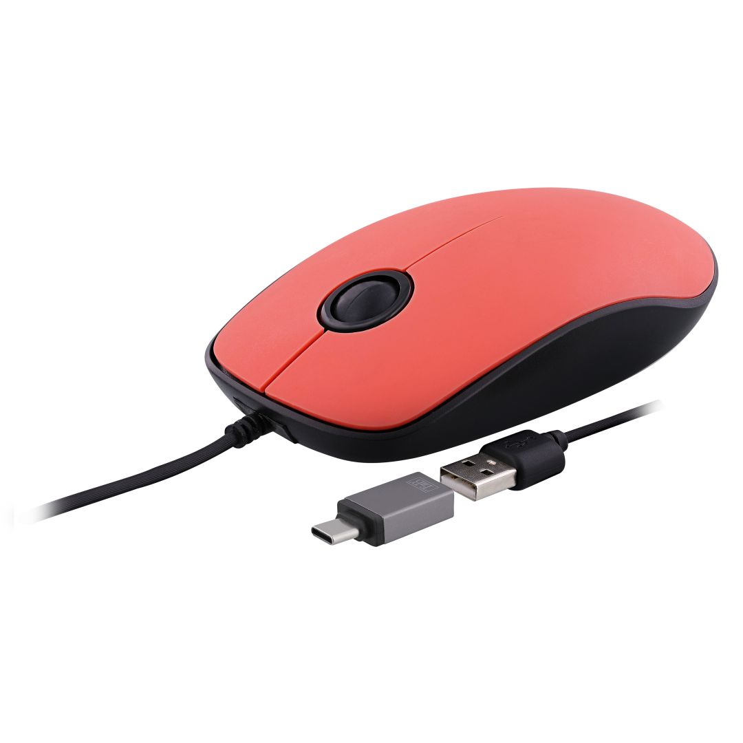 TnB Wired mouse USB-A & USB-C Sunset Red