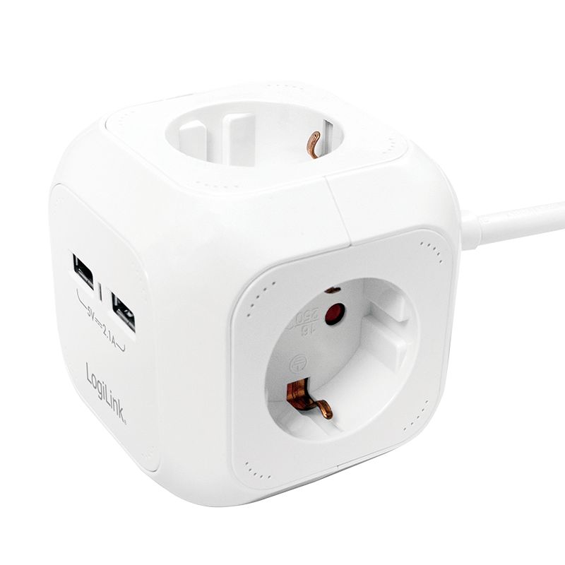 Logilink Power cube Hálózati Elosztó 4DIN 1,4m White