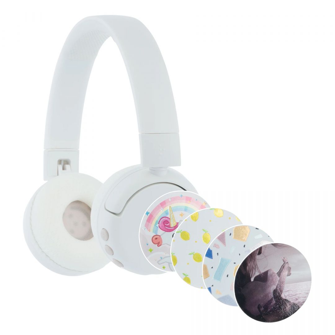 BuddyPhones POP Fun Bluetooth Headset for Kids White Popfun