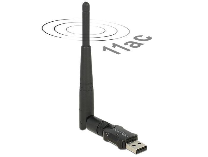 DeLock USB 2.0 Dual Band WLAN ac/a/b/g/n Stick 433 Mbps with external Antenna