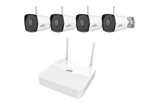 Uniview gyári 2MP-es 4 kamerás WiFi-s csomag (1db NVR és 4db WiFi-s csőkamera 4mm fix objektívvel, mikrofonnal)