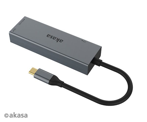 Akasa USB 3.2  Type-C  3-in-1 Card Reader Grey