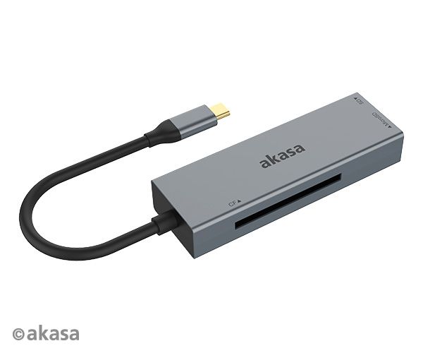 Akasa USB 3.2  Type-C  3-in-1 Card Reader Grey