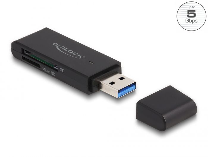 DeLock Card Reader SuperSpeed USB 5 Gbps for SD and Micro SD memory cards