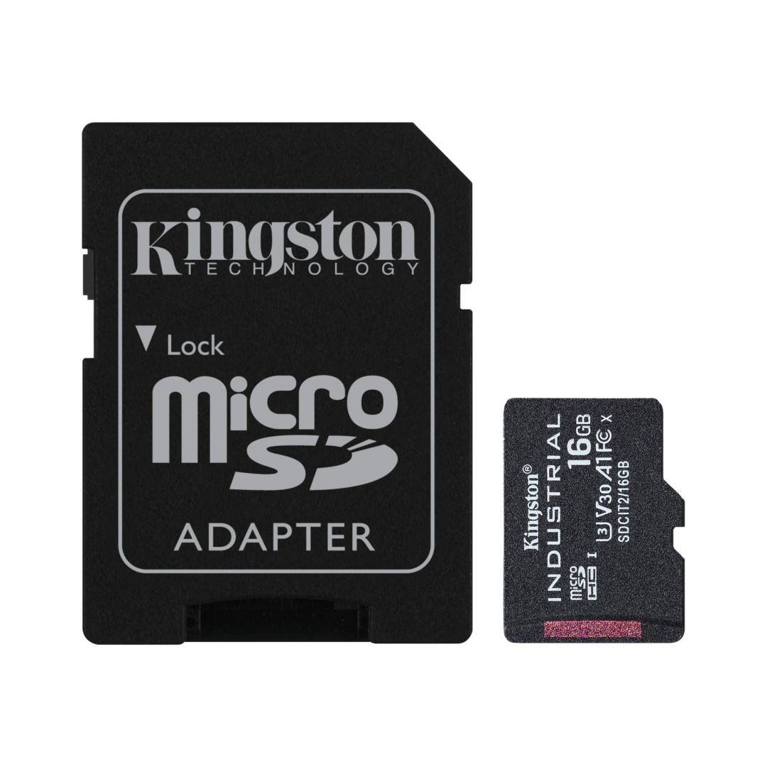 Kingston 16GB microSDHC Class 10 CL10 U3 V30 A1 Industrial adapter nélkül