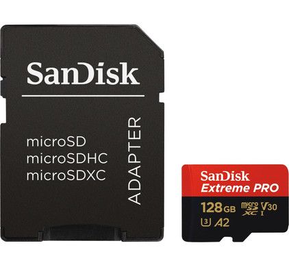 Sandisk 128GB microSDXC Extreme Pro Class 10 UHS-I A2 C10 V30 + adapterrel