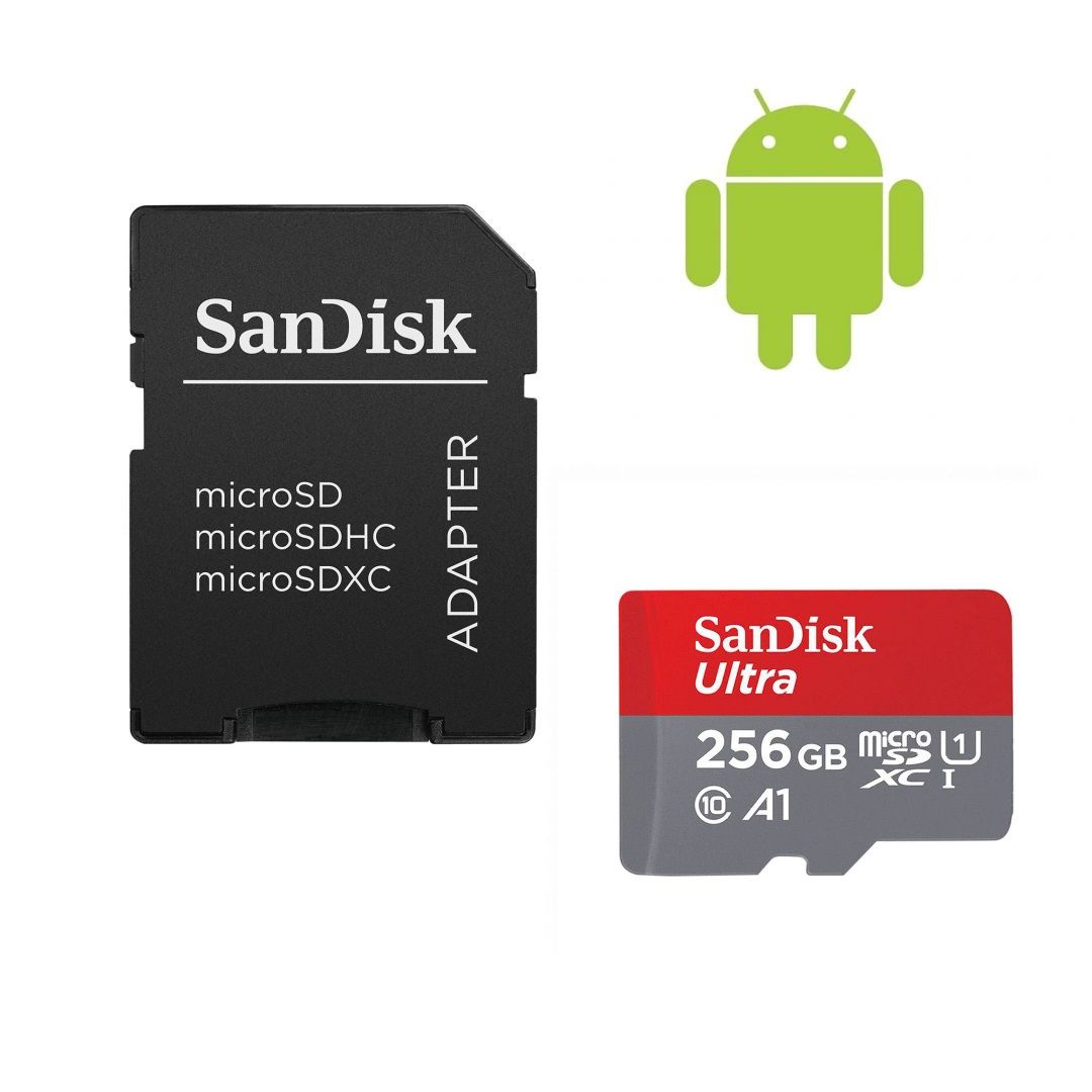 Sandisk 256GB microSDXC Ultra Class 10 UHS-I A1 (Android) + adapterrel