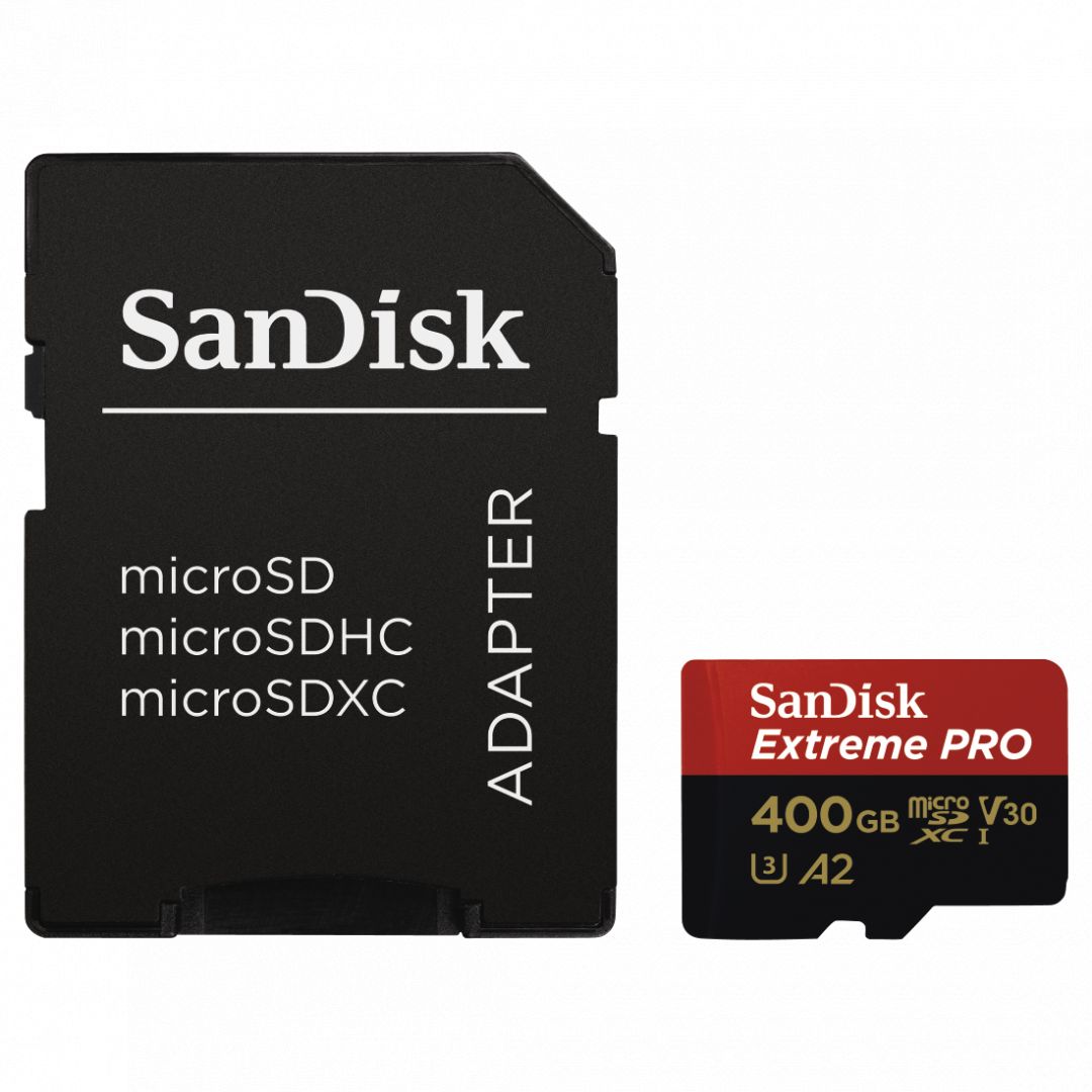 Sandisk 400GB microSDXC Extreme Pro Class 10 UHS-I A2 C10 V30 + adapterrel