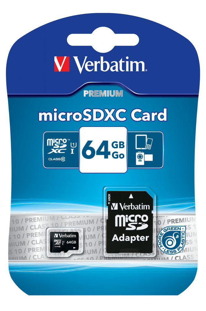 Verbatim 64GB microSDXC Class10 + adapterrel