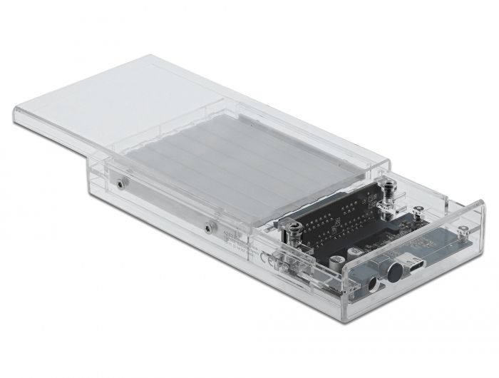DeLock External Dual Enclosure for 2 x 2.5″ SATA HDD / SSD with USB Type-C female transparent  tool free