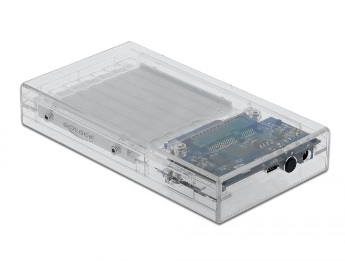 DeLock External Dual Enclosure for 2 x 2.5″ SATA HDD / SSD with USB Type-C female transparent  tool free