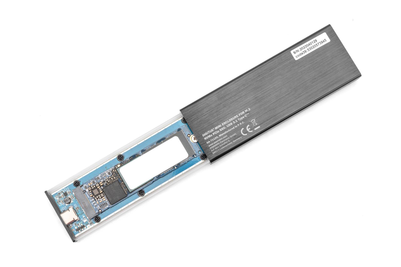 Digitus Mini Enclosure for M.2 NVMe PCIe SSD USB3.1 Type-C Black