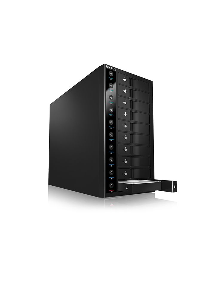Raidsonic IcyBox IB-3810U3 SINGLE enclosure for 10x HDD with USB 3.0 Type-A interface and fan