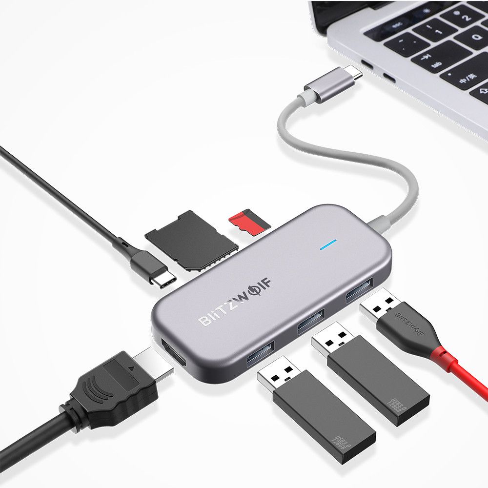 Blitzwolf BW-TH5 7in1 Type-C USB HUB Silver
