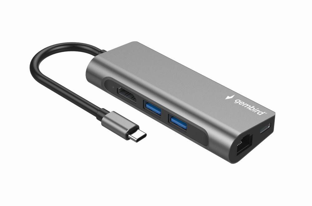Gembird A-CM-COMBO5-01 USB Type-C 5-in-1 Multi-Port Adapter Space Grey