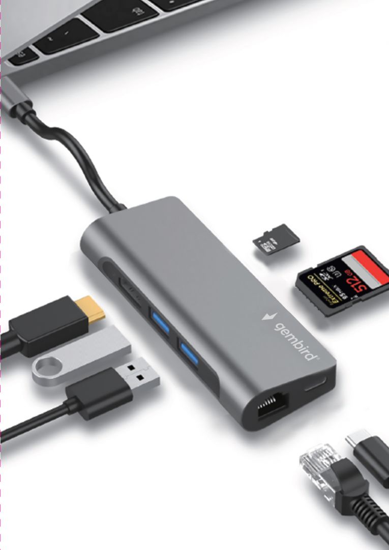 Gembird A-CM-COMBO5-01 USB Type-C 5-in-1 Multi-Port Adapter Space Grey