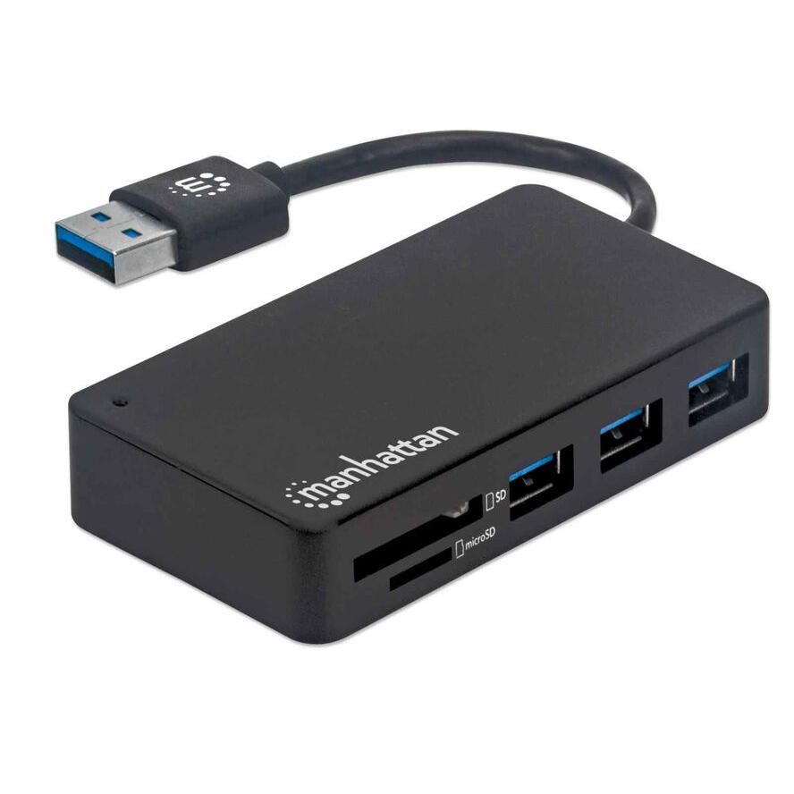 Manhattan 3-Port USB 3.0 Type-A Hub with Card Reader