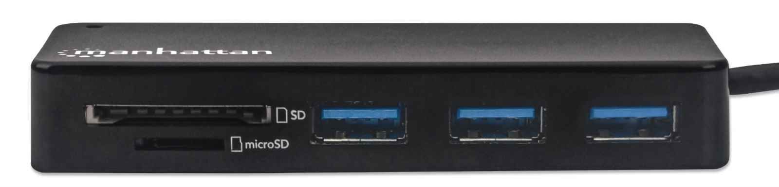 Manhattan 3-Port USB 3.0 Type-A Hub with Card Reader