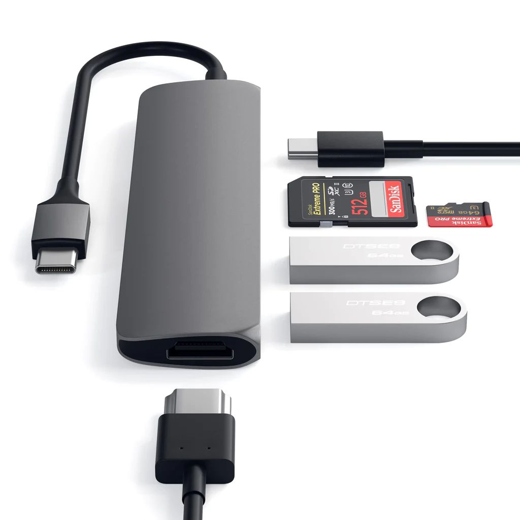 Satechi Type-C Slim Multimedia Adapter V2 Space Grey