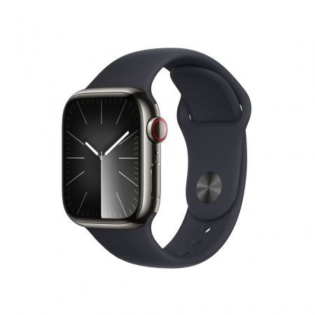 Apple Watch S9 Cellular 41mm Graphite Stainless Steel Case with Midnight Sport Band M/L