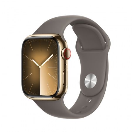 Apple Watch S9 Cellular 45mm Gold Stainless Steel Case with Clay Sport Band M/L