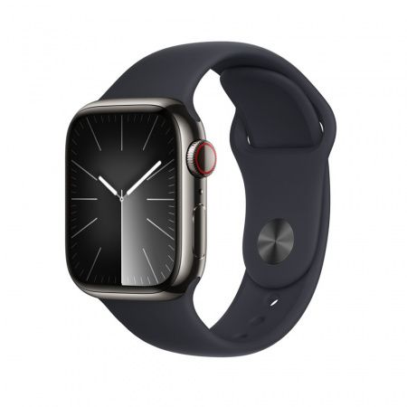 Apple Watch S9 Cellular 45mm Graphite Stainless Steel Case with Midnight Sport Band M/L