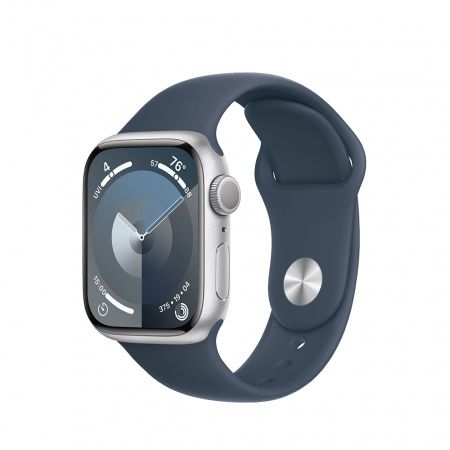 Apple Watch S9 GPS 41mm Silver Alu Case with Storm Blue Sport Band M/L