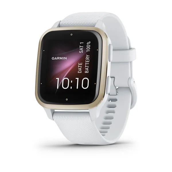 Garmin Venu Sq 2 Cream Gold Aluminium Bezel with White Case and Silicone Band