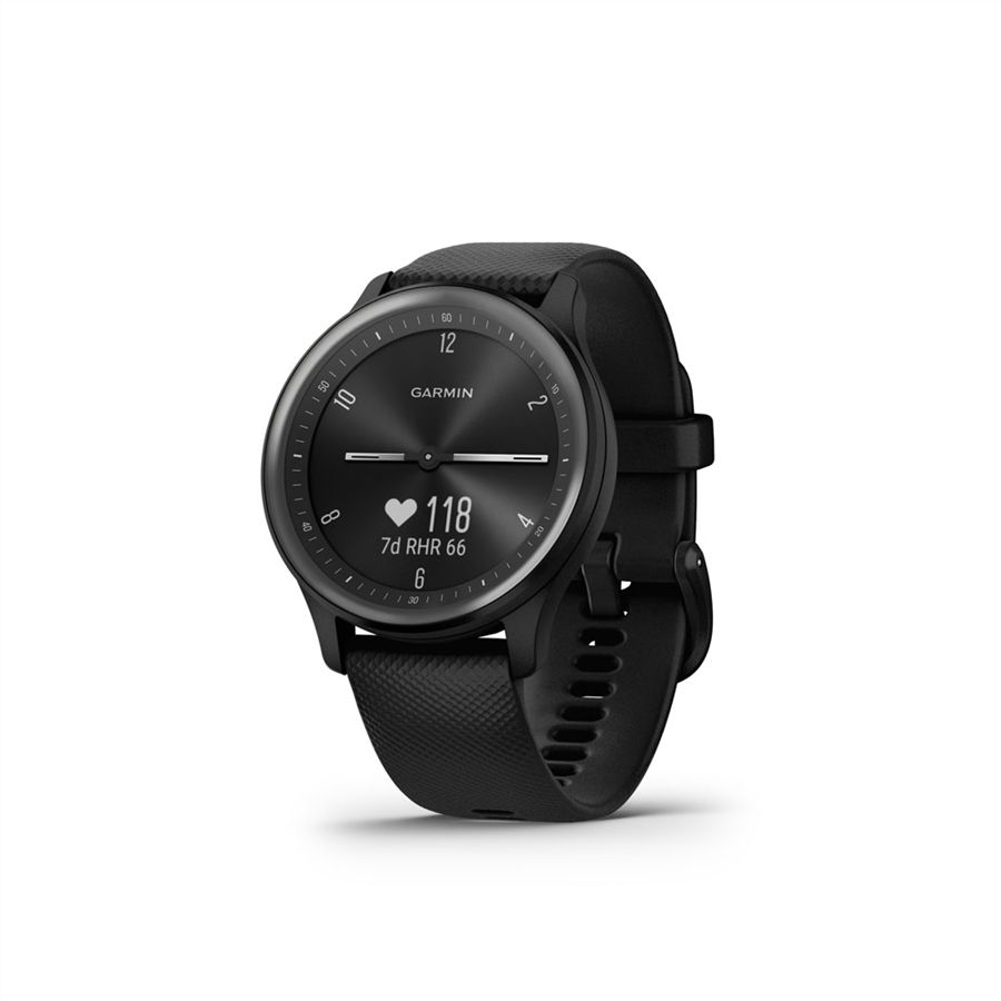 Garmin Vivomove Grey Aluminum Case with Sport Black Silicone Band