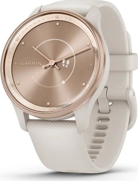 Garmin Vivomove Trend Peach Gold Stainless Steel Bezel with Ivory Case and Silicone Band