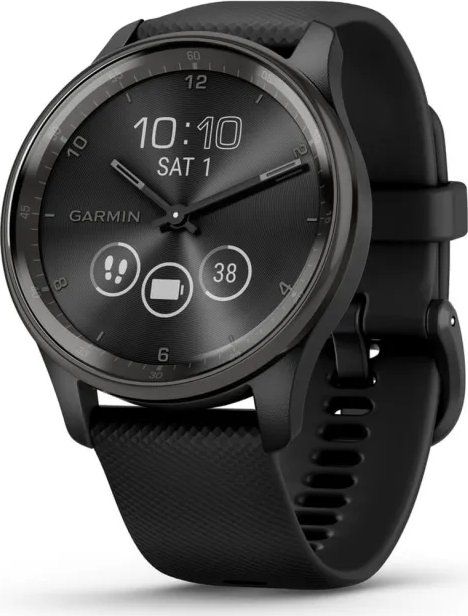 Garmin Vivomove Trend Slate Stainless Steel Bezel with Black Case and Silicone Band